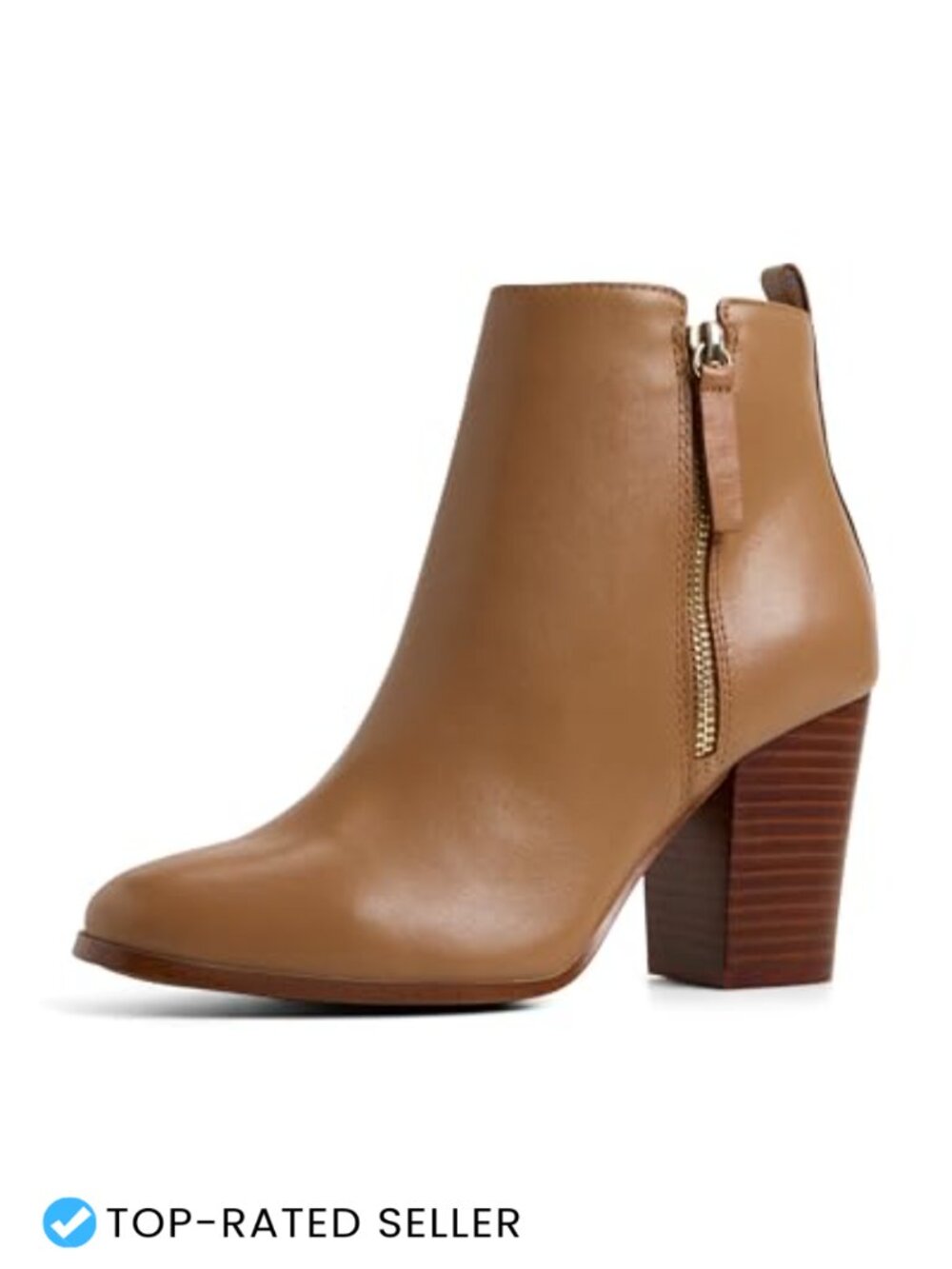 Women's Leather Block Heel Ankle Booties Zip Closure Cushioned Insole Fall